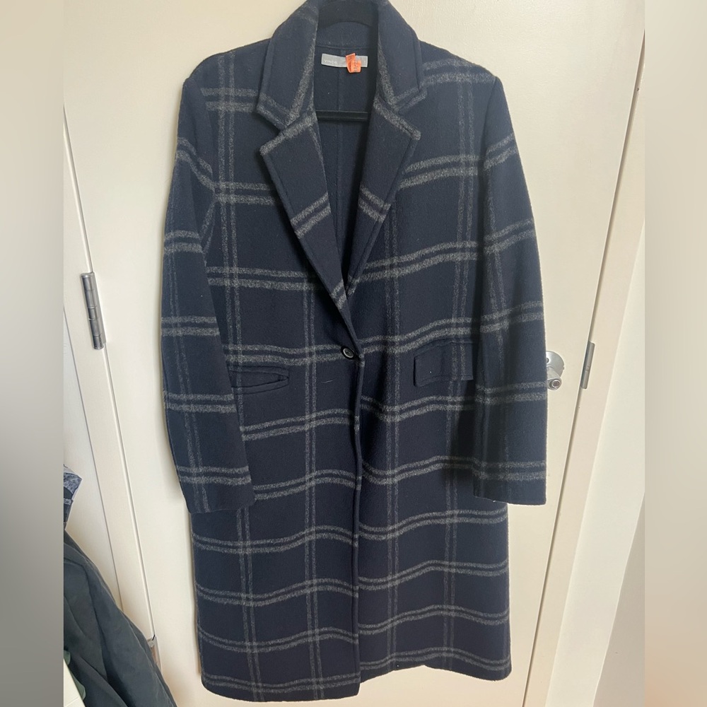 Vince shadow plaid overcoat